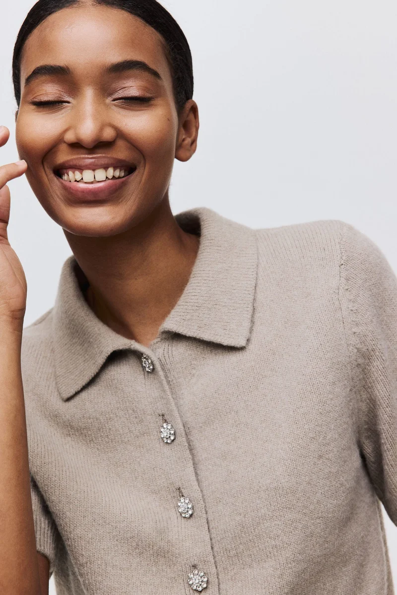 H&M Short-sleeved collared cardigan