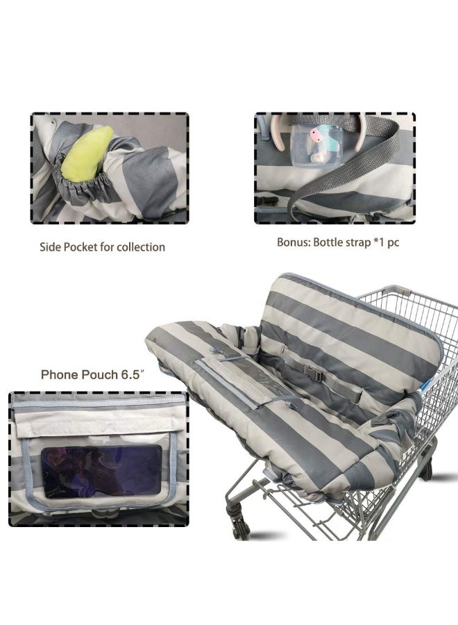 DODO NICI Shopping Cart Cover for Baby boy Girl, Grocery Cart Cushion Liner, Infant High Chair Cover,Grey Strip - Image 3