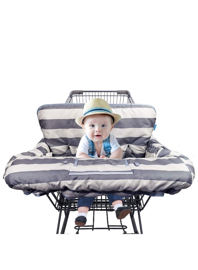 DODO NICI Shopping Cart Cover for Baby boy Girl, Grocery Cart Cushion Liner, Infant High Chair Cover,Grey Strip - Image 1