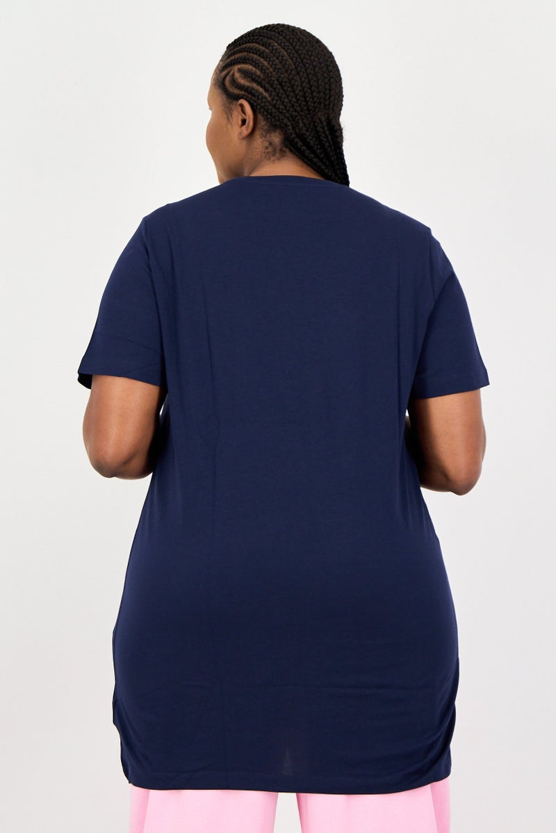 Reebok Women Plus Size Short Sleeves Training Dress , Navy - Image 2