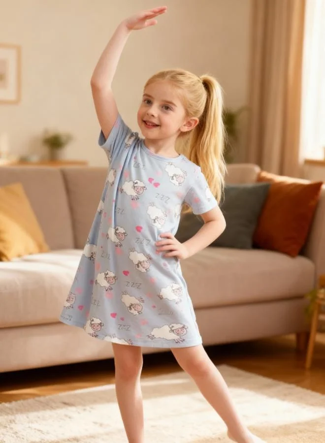 تايك تو قميص نوم بأكمام قصيرة بطبعة خروف