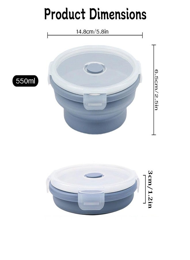JIELUO Silicone Collapsible Food Storage Containers-Prep/Storage Bowls with Lids - Set of 2 Round Silicone Lunch Containers - Microwave and Freezer Food Containers (550ML,Green Blue) - Image 2