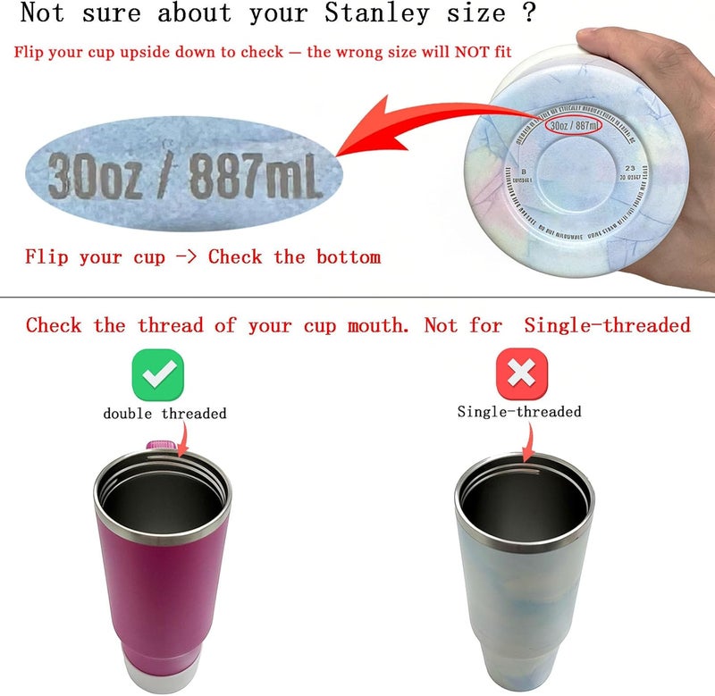 انتاند عبوة مزدوجة من غطاء مانع للتسرب بحجم 30 أونصة لـ Stanley H2.0 Quencher، غطاء شفاط قابل للطي بدون انسكاب بديل لملحقات كأس Stanley، غطاء بديل لكوب 30 أونصة، غطاء واقٍ للشفاط لأغطية Stanley (أبيض، أبيض) - Image 2