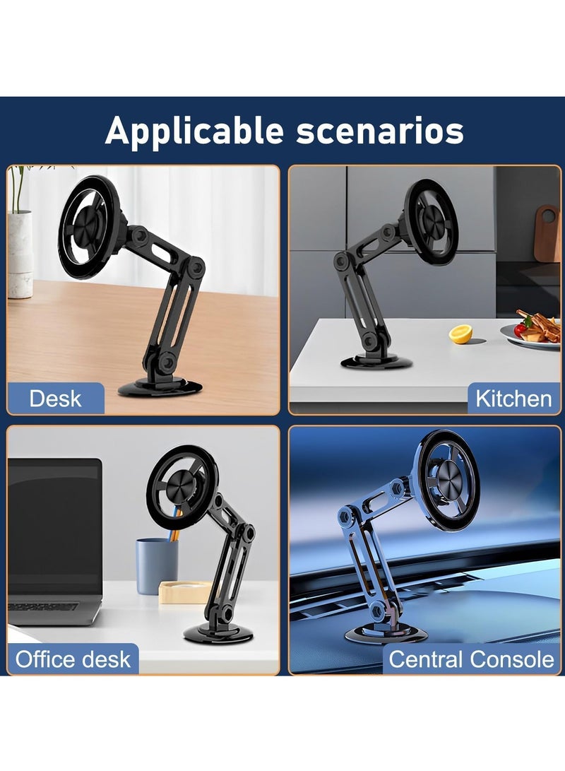 ELTRAZONE Universal 360° Magnetic Suction Phone Holder for Car | Super Strong Magnet Alloy Folding Phone Mount for Dashboard | Compatible with All Smartphones (Black) – Secure, Adjustable, and Easy to Use - Image 4