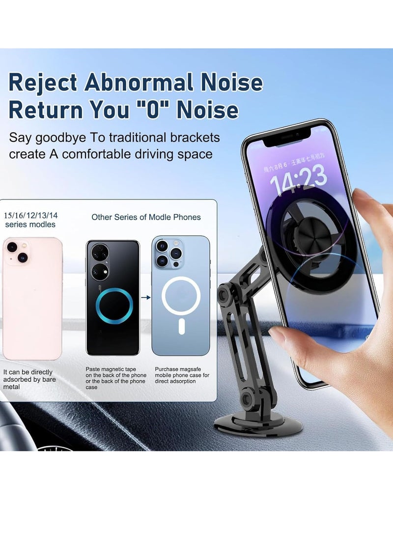 ELTRAZONE Universal 360° Magnetic Suction Phone Holder for Car | Super Strong Magnet Alloy Folding Phone Mount for Dashboard | Compatible with All Smartphones (Black) – Secure, Adjustable, and Easy to Use - Image 5