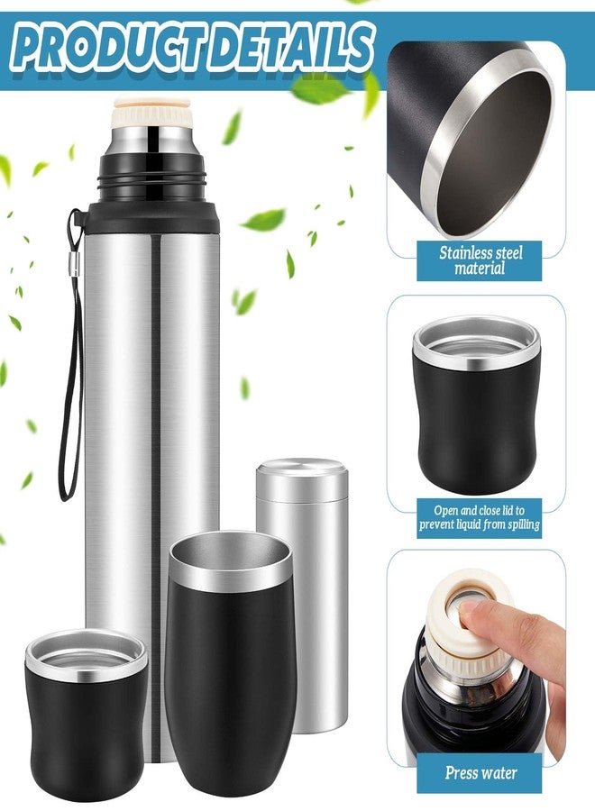 Suclain 3 Pcs Complete Yerba Mate Kit 12 oz Yerba Mate Gourd and Bombilla Set, 34 oz Stainless Steel Thermal Water Bottle with Tea Can, Straw Brush(Silver) - Image 3