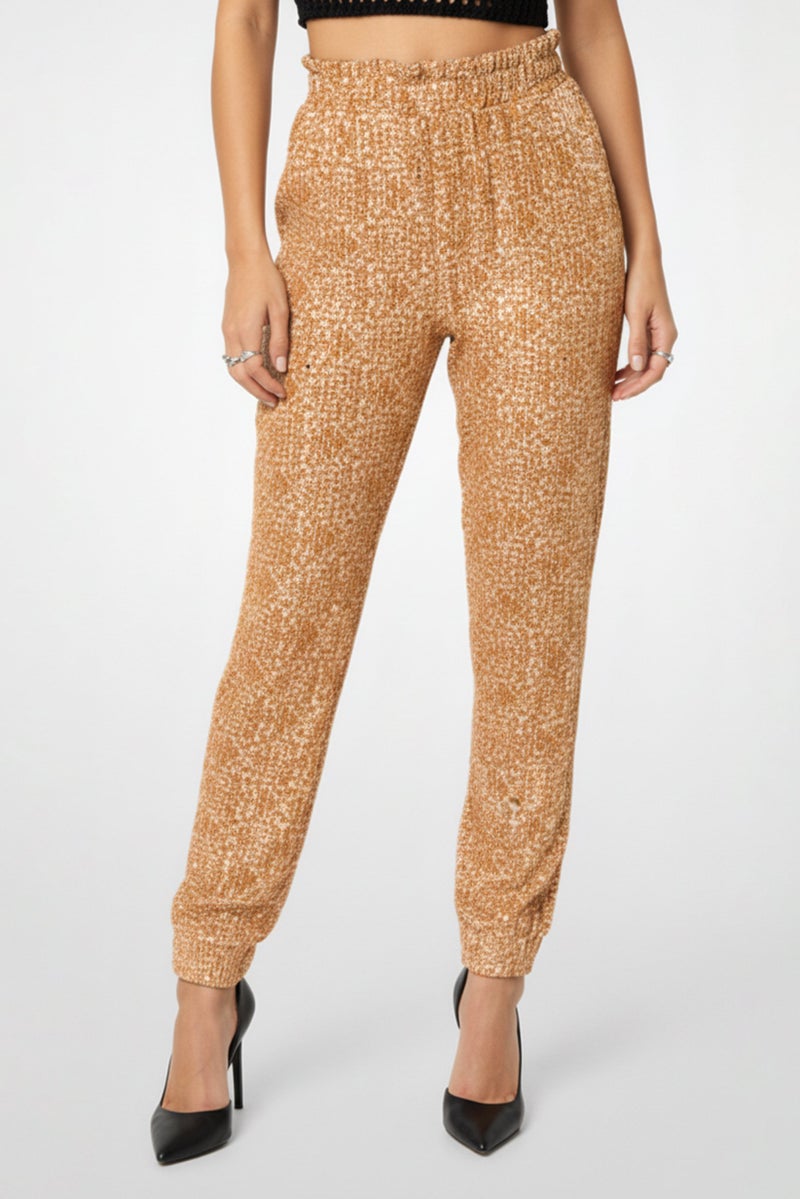 PINKO Women Embellished Straight Leg Pants, Brown - Image 1