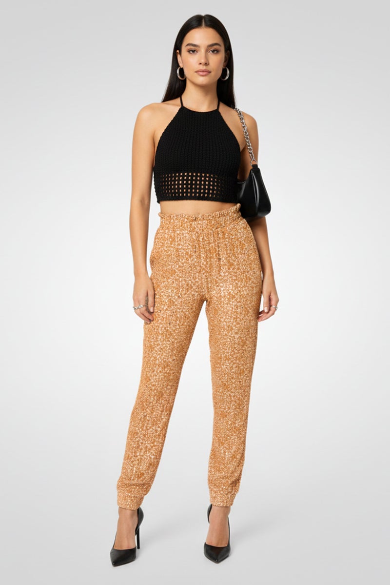 PINKO Women Embellished Straight Leg Pants, Brown - Image 2