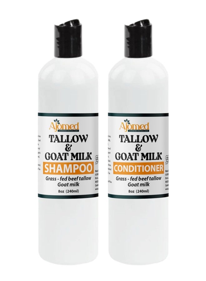 Beef Tallow & Goat Milk Shampoo and Conditioner Set - Handmade Hair Care for Thinning Relief, Sea Moss Shampoo and Conditioner, Thickening Formula for Hair Regrowth (Shampoo & Conditioner 8 Oz) - Image 1