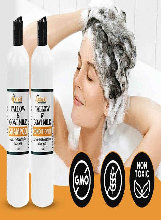 Beef Tallow & Goat Milk Shampoo and Conditioner Set - Handmade Hair Care for Thinning Relief, Sea Moss Shampoo and Conditioner, Thickening Formula for Hair Regrowth (Shampoo & Conditioner 8 Oz) - Image 2