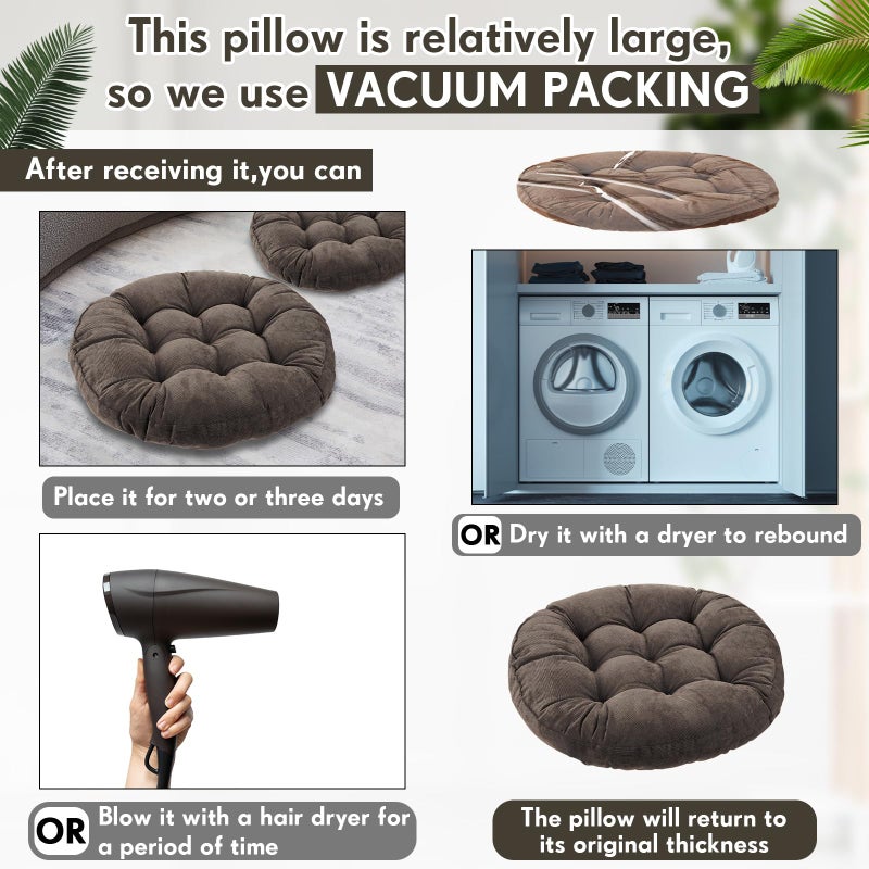 Jerify 4 Pcs Floor Pillow Cushions 22 x 22 Inch Round Square Large Meditation Floor Pillow for Classroom Adult Meditation Picnic Party Seating Learning Daycare School (Round,Graded Grey) - Image 4