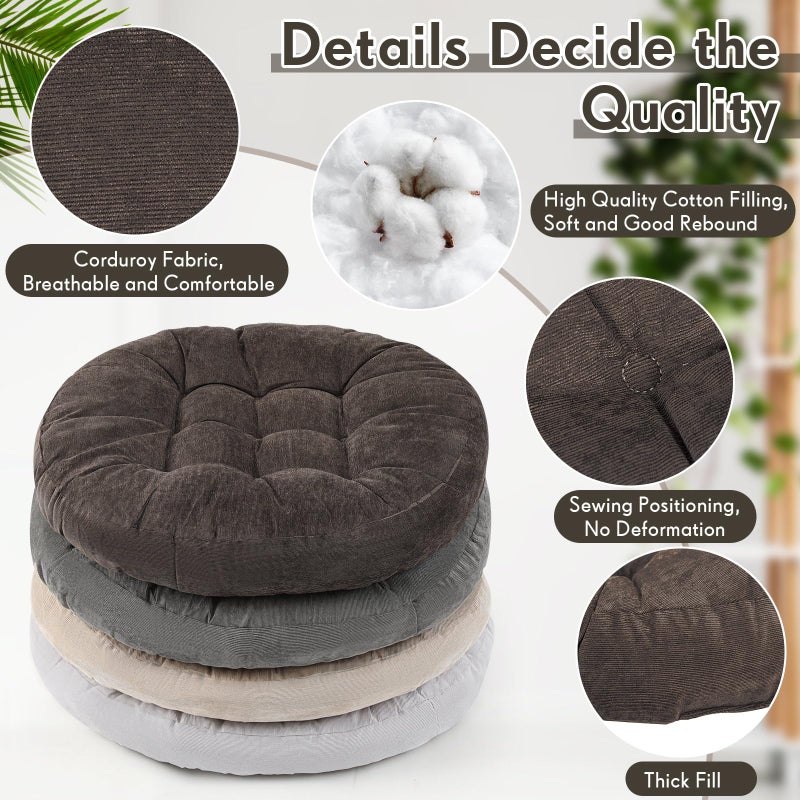 Jerify 4 Pcs Floor Pillow Cushions 22 x 22 Inch Round Square Large Meditation Floor Pillow for Classroom Adult Meditation Picnic Party Seating Learning Daycare School (Round,Graded Grey) - Image 3