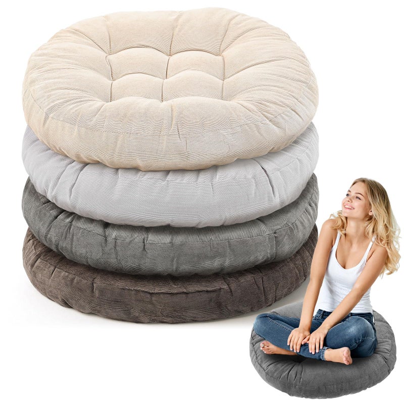 Jerify 4 Pcs Floor Pillow Cushions 22 x 22 Inch Round Square Large Meditation Floor Pillow for Classroom Adult Meditation Picnic Party Seating Learning Daycare School (Round,Graded Grey) - Image 1