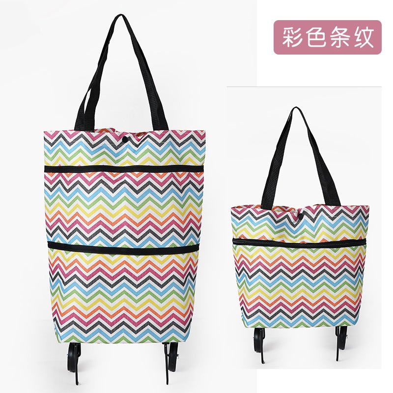 Foldable Trolley Shopping Cart with Handbag Color Bar 