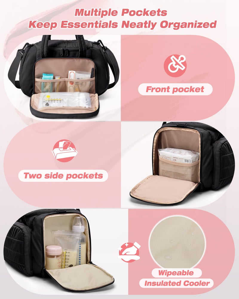 Marscamd Quilted Breast Pump Bag Compatible with Spectra S1 and S2, Pumping Bag with Cooler Compartment and a Drying Mat, Black - Image 4