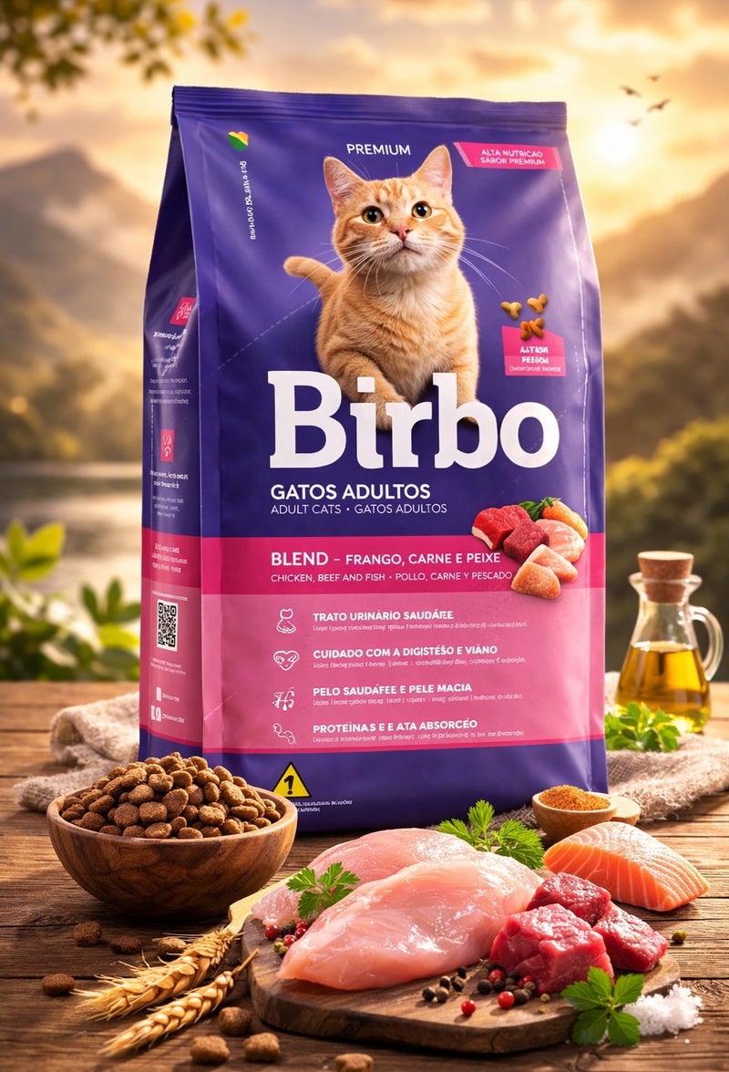 Premium Dry Cat Food for Adult Cats with Chicken, Beef & Fish – High Absorption Protein – Heart & Vision Care – Healthy Urinary Tract – 1 kg