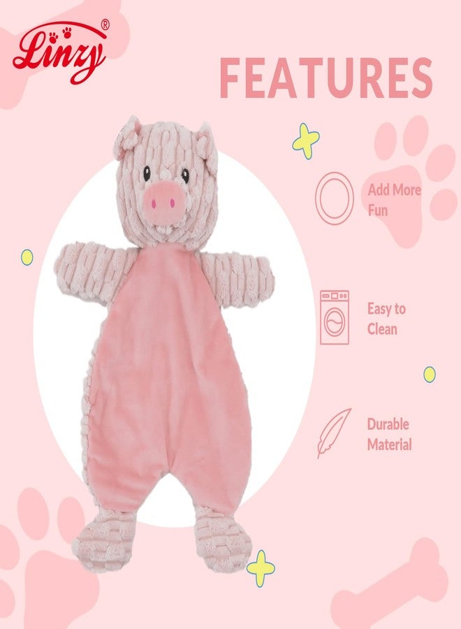 Linzy Plush Flat Crinklez Pig Dog Toy, Soft Squeaky Chew Toy for Small Medium Large Dogs, Pink Interactive Pet Toy, 12 Inch - Image 2