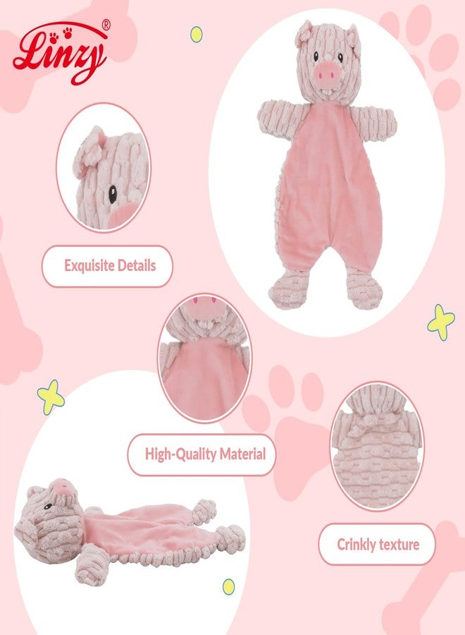 Linzy Plush Flat Crinklez Pig Dog Toy, Soft Squeaky Chew Toy for Small Medium Large Dogs, Pink Interactive Pet Toy, 12 Inch - Image 4
