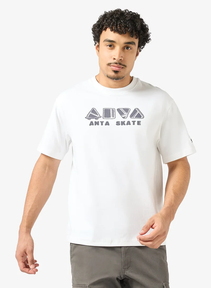 ANTA SKATE Loose lifestyle Short Sleeve Tee White
