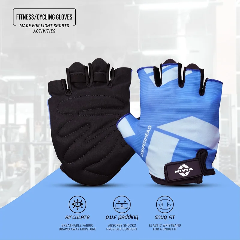 نيفيا Nivia Copperhead 2.0 Gym & Fitness Gloves for Men & Women - Anti-Slip Grip with Microfibre Padded Palm, Flexible Lycra Upper, Ideal for Strength Training and Weightlifting