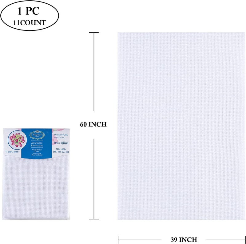 CANFOISON Aida Cloth Big Size 11 Count, White Cross Stitch Fabric, 39 inch by 60 inch - Image 2
