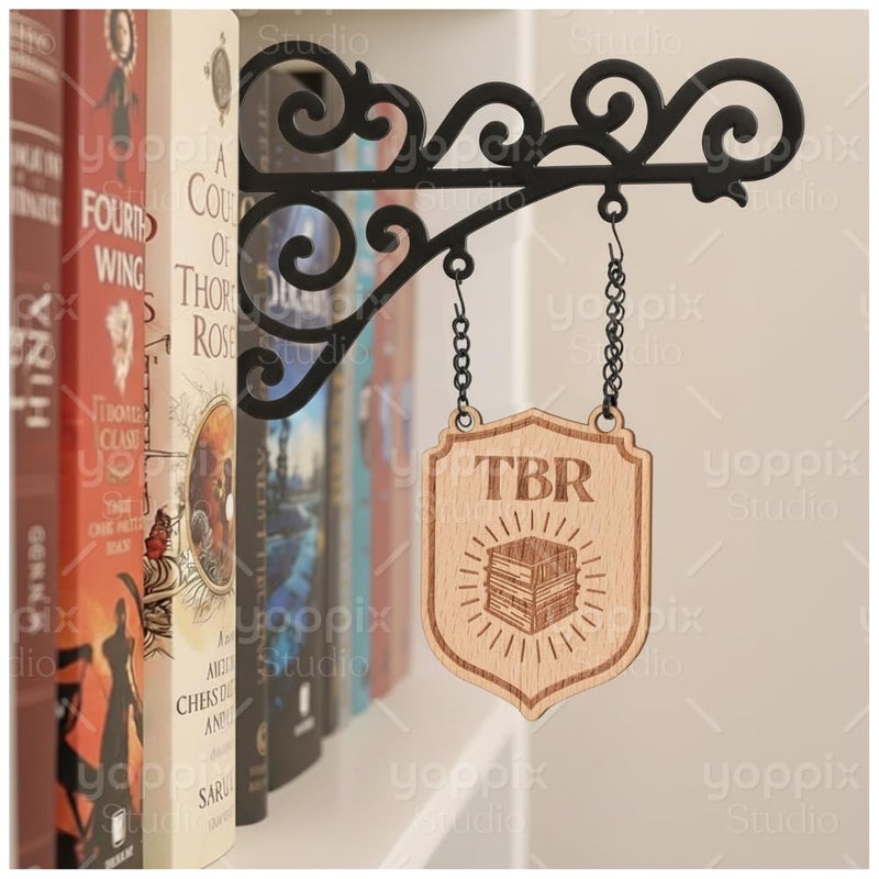 YOPPIX STUDIO YOPPIX Book Nook Tavern Signs, About Reading List Theme Bookshelf Label, with Hanging Bracket, Tavern Style Decoration, Unique Bookshelf Accessories, Home Library Book Divider as a Gift for Booklovers - Image 1