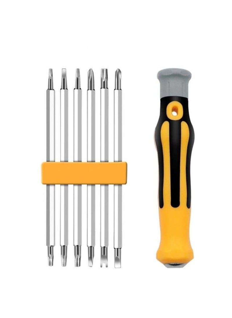 XIKKART XIKKART Tool Kit 6 in 1 Precision Screwdriver Set Multi Repair Screwdriver Tool Kit S2 Steel Bits 2 sides Total 12 types Repair Tool Kit for Mobiles Laptops Electronics SmartphonePhoneCamera  - Image 1