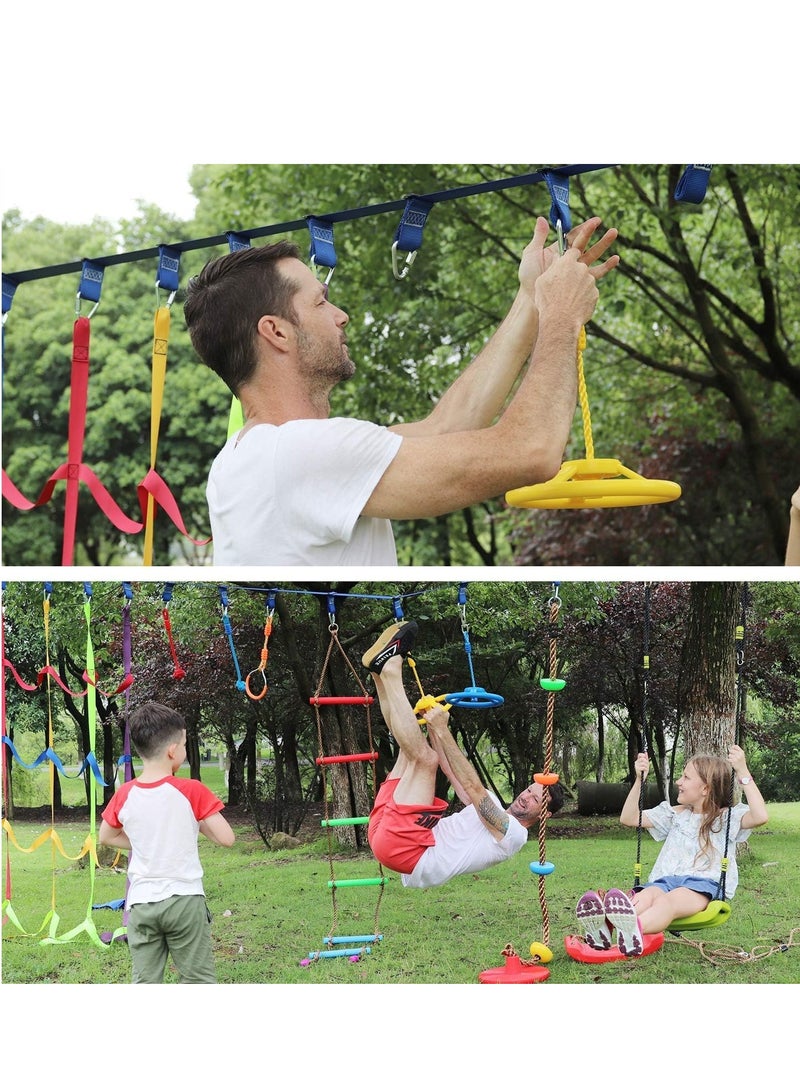SYOSI Ninja Wheel Obstacle for Kids, Swing Monkey Wheel for Ninja Warrior Obstacle Course for Kids Ninja Warrior Slackline Kits Blue Red Yellow 3Pcs - Image 5