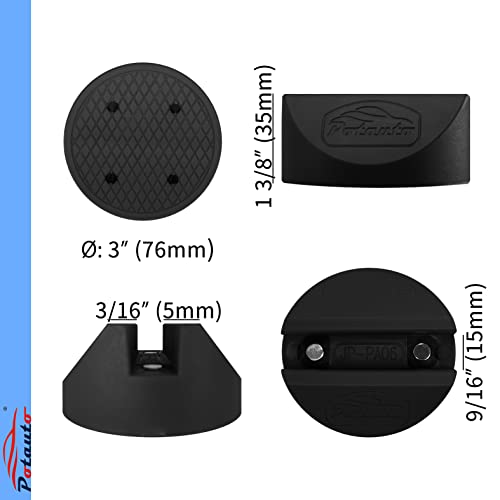Potauto Universal Nylon PA6 Grooved Magnetic Jack Pad Jacking Puck Pinch Weld (Slot Width 0.55 Inch) Frame Rail Adapter Vehicle (Qty 1, Black) - Image 2