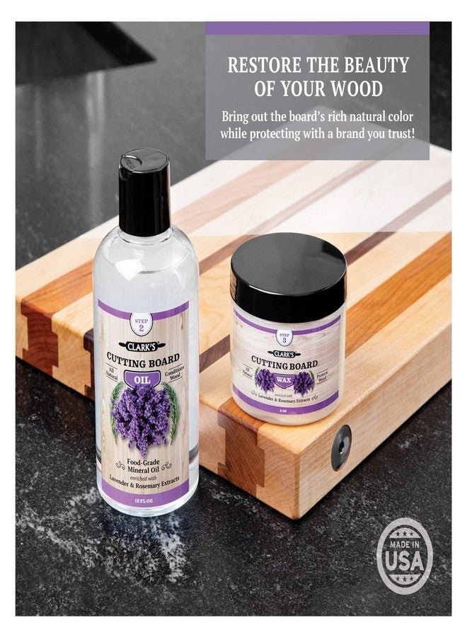 CLARK'S Food Grade Mineral Oil (12oz) and Carnauba Wax (6oz) Set - 100% Natural Butcher Block Oil and Cutting Board Wax - Food Safe Beeswax and Wood Cutting Board Oil with Lavender & Rosemary Extract - Image 2