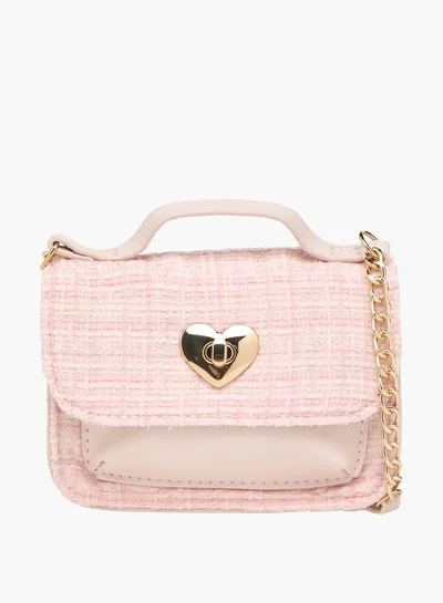 Little Missy Girls Textured Crossbody Bag With Twist Lock Closure And Adjustable Strap