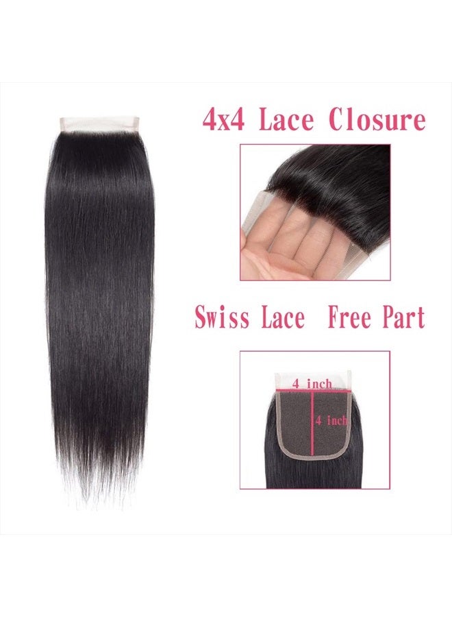 Jinhongze Lace Closure Straight Closure Human Hair Lace Closure Brazilian 12A Unprocessed Straight Hair 4x4 HD Lace Closure Free Part Natural Black Color(18") … … - Image 4
