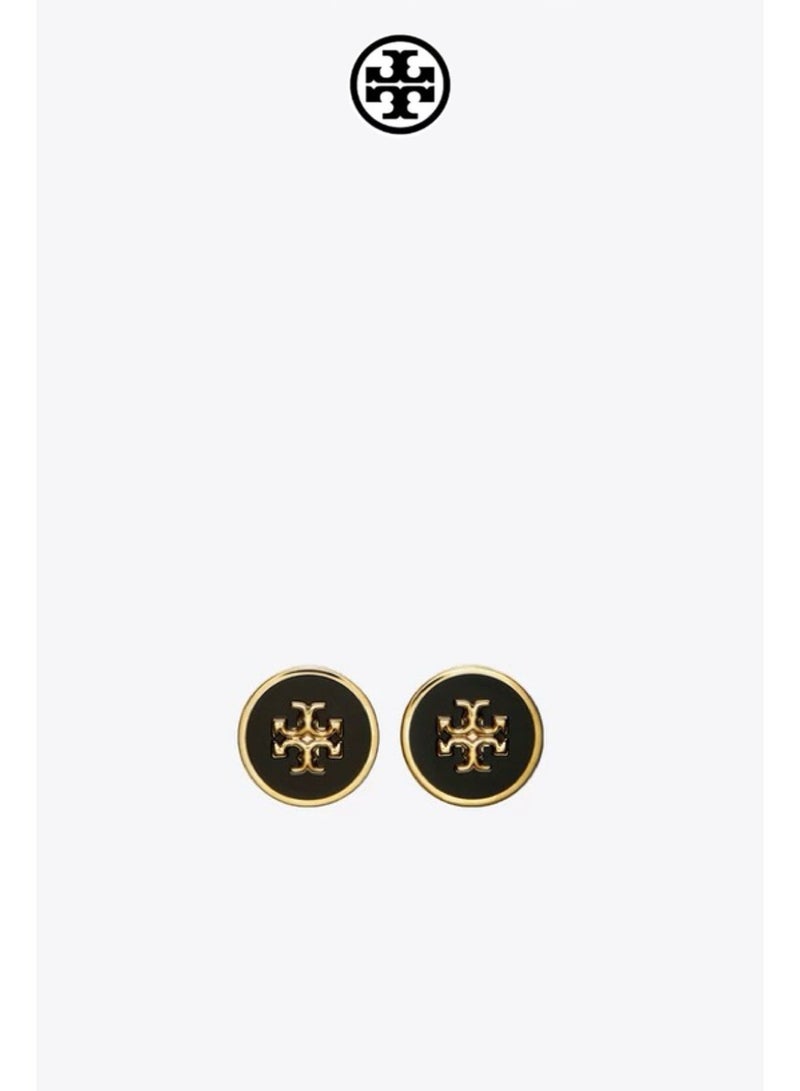 Burch TB enamel black round earrings - Image 1