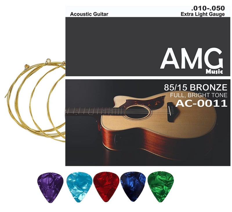 Device Of Urban Infotech مجموعة أوتار جيتار من الفولاذ المقاوم للصدأ مكونة من 6 أوتار بديلة لأوتار الجيتار الصوتي مع دبابيس جيتار ملحقات الجيتار للجيتار الصوتي - Image 1