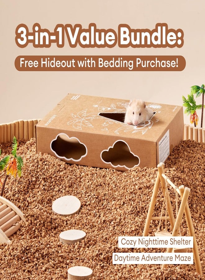 BUCATSTATE Cork Bedding 5L, Natural Hamster Bedding Odor Control for Dwarf Syrian Hamsters, Gerbils, Mice, Low-dust Hamster Substrate with Paper Hideout Box (Grain 2-4mm) - Image 5
