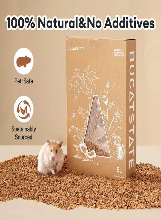 BUCATSTATE Cork Bedding 5L, Natural Hamster Bedding Odor Control for Dwarf Syrian Hamsters, Gerbils, Mice, Low-dust Hamster Substrate with Paper Hideout Box (Grain 2-4mm) - Image 4