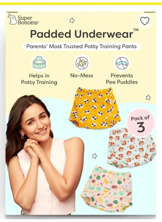 superbottoms Padded Underwear for Babies and Toddlers | Potty Training Pants for Mess-Free Diaper-Free time | Prevents Pee Puddles, 3 Layers of Premium Cotton Padding (No Sponge), 2-3 Year, Pack of 3 - Image 1
