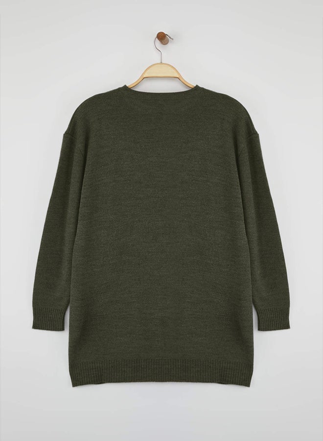 trendyol Khaki Button Detailed Knitwear Sweater - Image 5