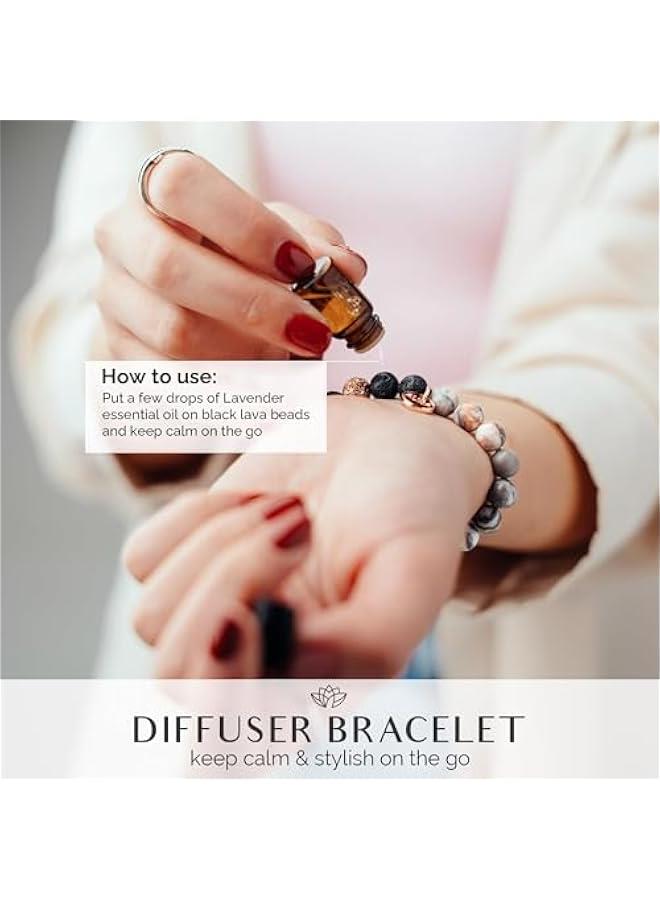 Arabest Lava Rock Beaded Diffuser Bracelet for Women with Lavender Essential Oil, 18K Gold-Plated Charm Soothing Crystal Beads Boho Stretch Bracelet for Aromatherapy, Birthday and Valentine’s Day Gift for Her  - Image 2