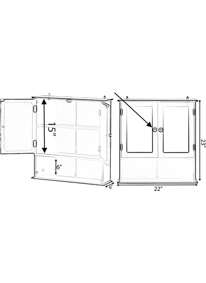 Basicwise Basicwise Gray Mirror Wall Mounted Bathroom and Vanity with Adjustable Shelves Cabinet Grey  - Image 3