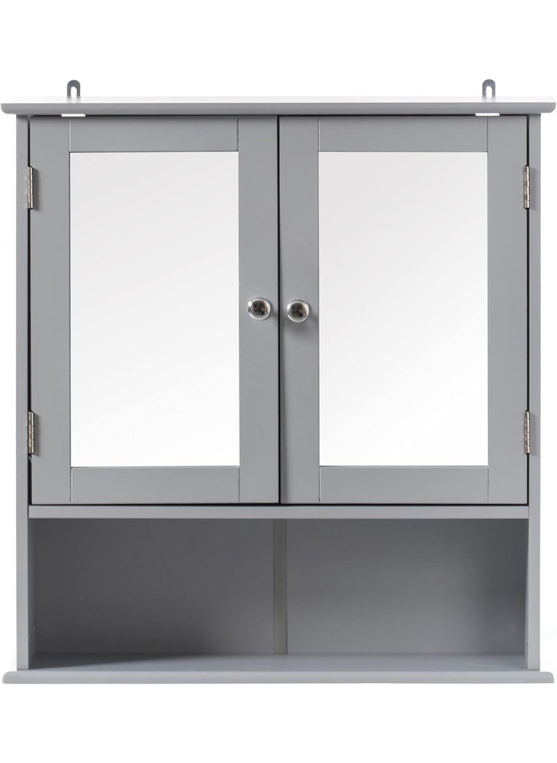 Basicwise Basicwise Gray Mirror Wall Mounted Bathroom and Vanity with Adjustable Shelves Cabinet Grey  - Image 5