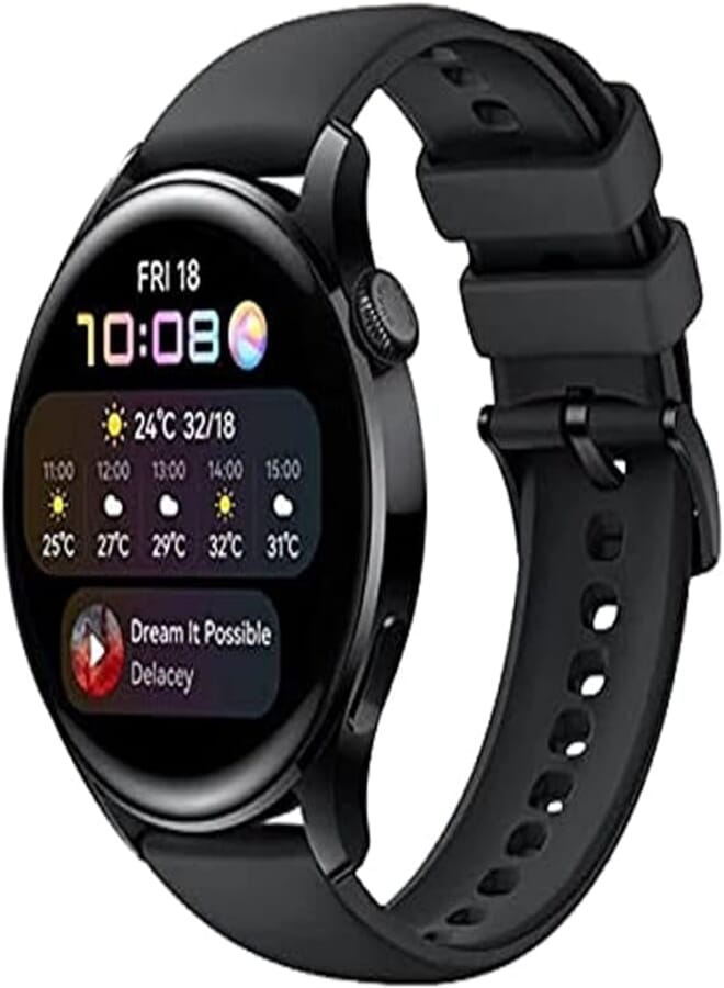 Dado Silicone Band Compatible with Huawei Watch 3 & Watch 3 PRO, Huawei Watch 3 Silicone style Solid color quick release replacement band (Black)