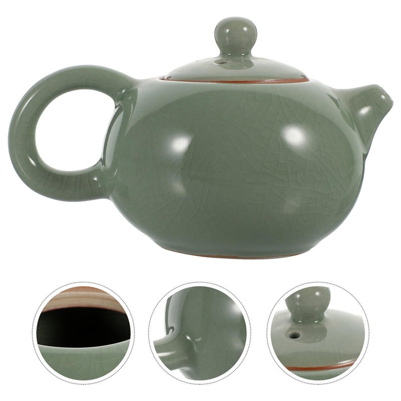 Ceramic Teapot With Ice Crackle Glaze Compact Kung Fu Tea Kettle For Office Home Green Oolong Tea Brewing - Image 4
