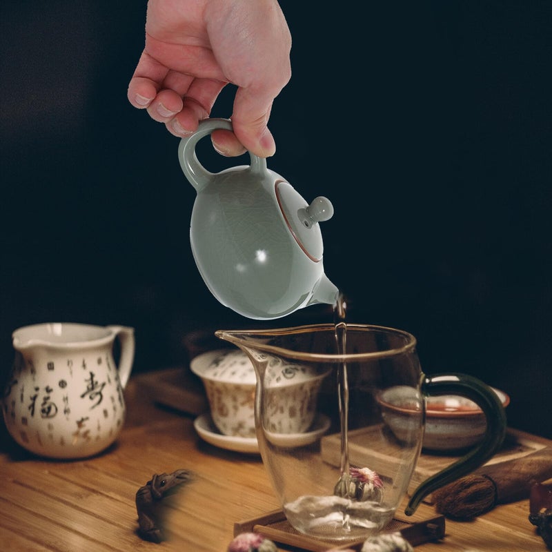 Ceramic Teapot With Ice Crackle Glaze Compact Kung Fu Tea Kettle For Office Home Green Oolong Tea Brewing - Image 5