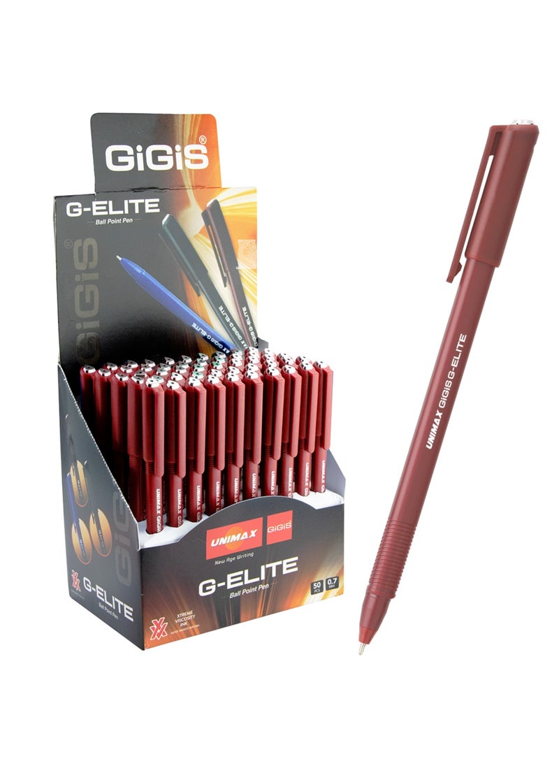 Unimax G-Elite Ball Pen 50-Pieces, 0.7 mm Tip Size, Red, Smooth Writing Ballpoint Pen for School Office Home - pzsku/ZE7DD1A7E3D924EFBECD2Z/45/_/1733568703/0e74ca44-d9df-4ee3-a2ca-ce647511aff4