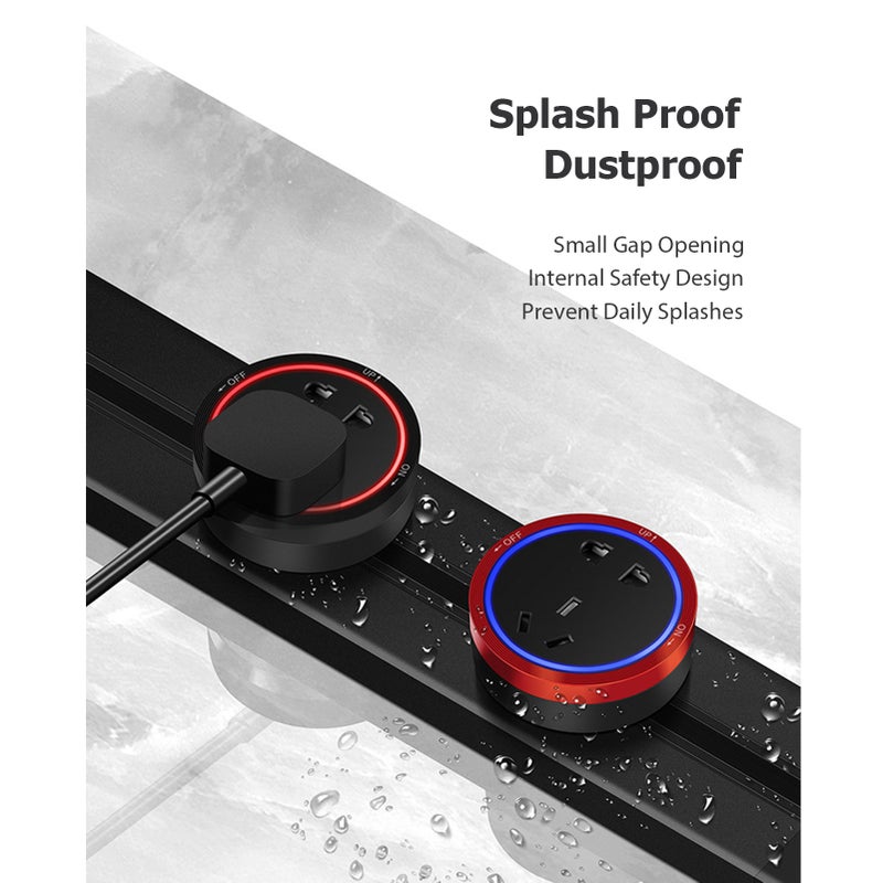 Removable Electrical Outlet Track System 8000W High Power Track System Movable Wall Outlet Extender Wire-free Power Strip Sliding Rail Cables Management Compartment for Home Improvement Projects - Image 2