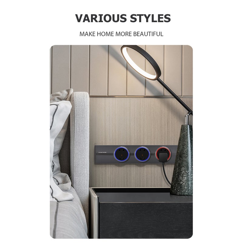 Removable Electrical Outlet Track System 8000W High Power Track System Movable Wall Outlet Extender Wire-free Power Strip Sliding Rail Cables Management Compartment for Home Improvement Projects - Image 4
