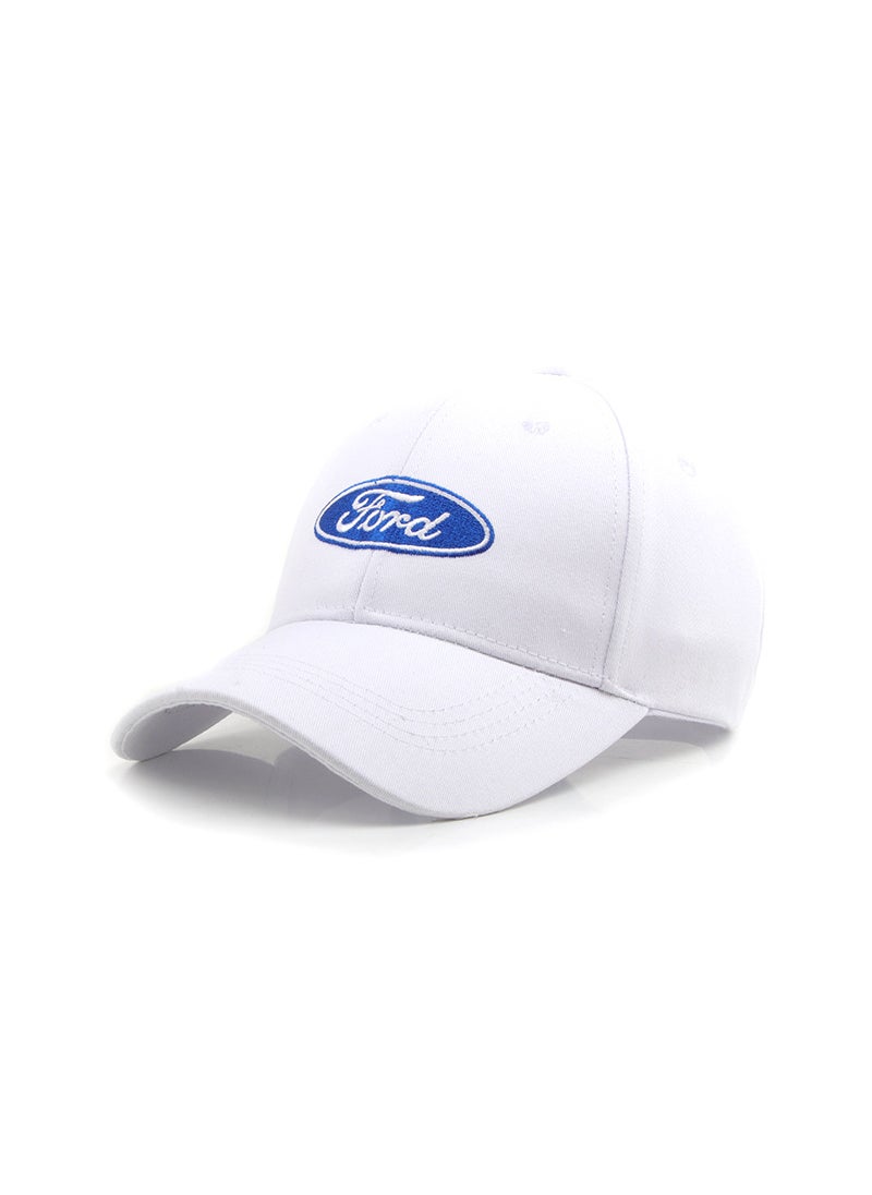 Generic Hebei Factory Stock Car Logo Embroidered Cap F1 Racing Hat 009 Ford-Special White 