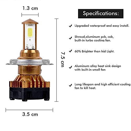 AOWbikes Super Bright Led Headlight Bulb with H4 Fitting for Honda Dio Bs4, Multi - Image 5