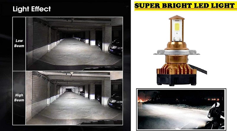 AOWbikes Super Bright Led Headlight Bulb with H4 Fitting for Honda Dio Bs4, Multi - Image 3